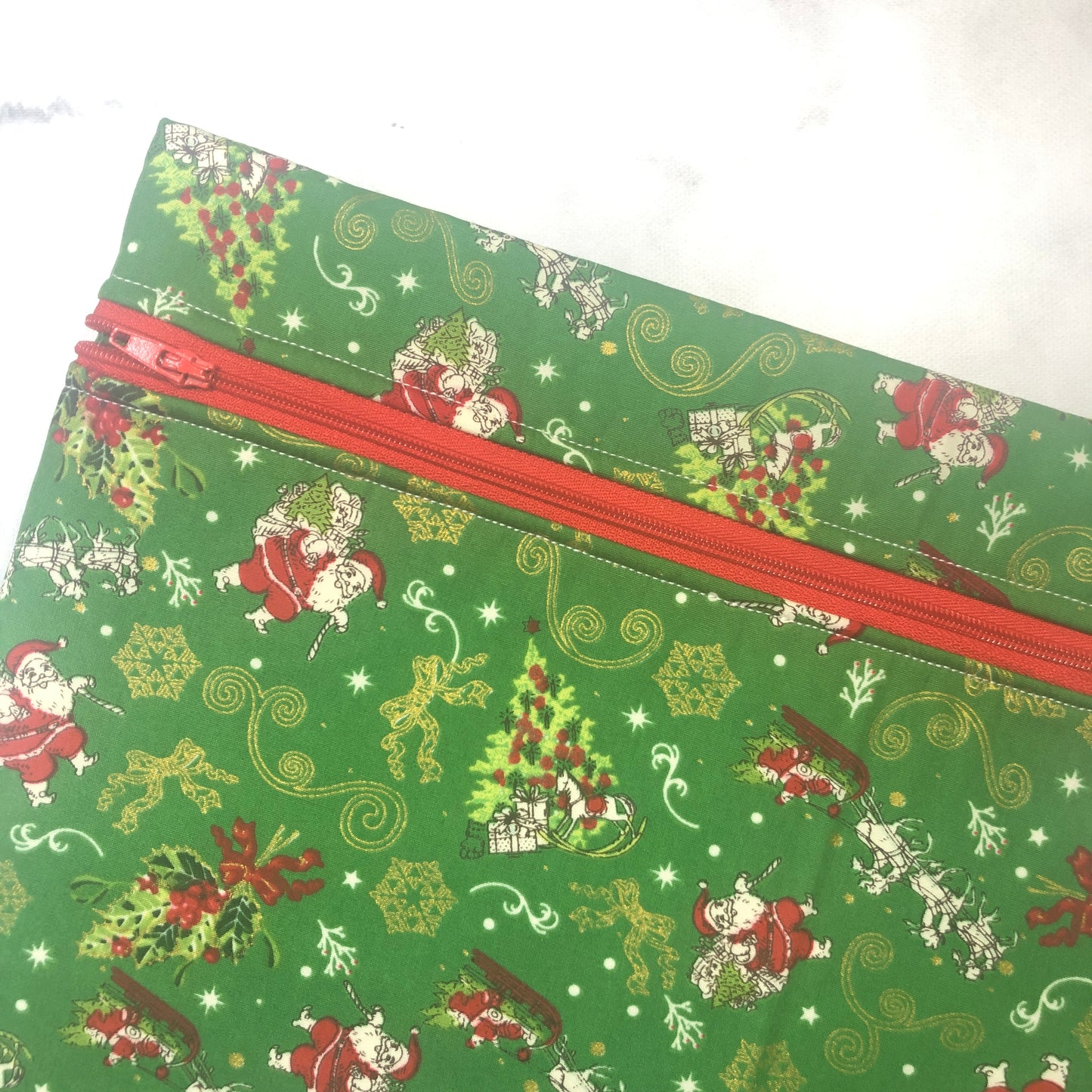 Santa Claus themed project bag for cross stitch.