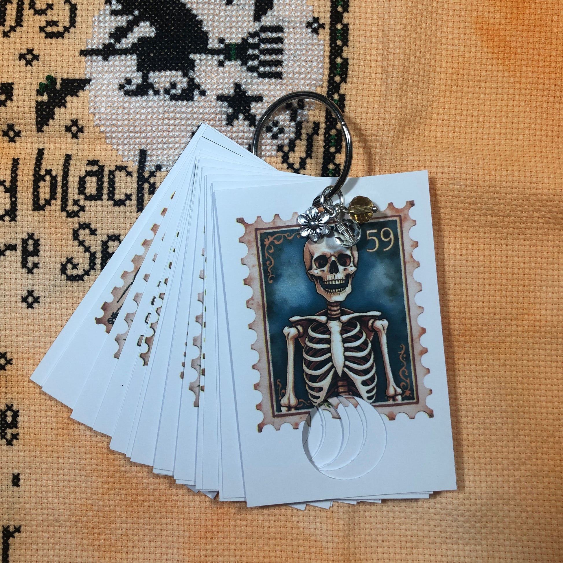Halloween themed handmade floss drops for cross stitch.