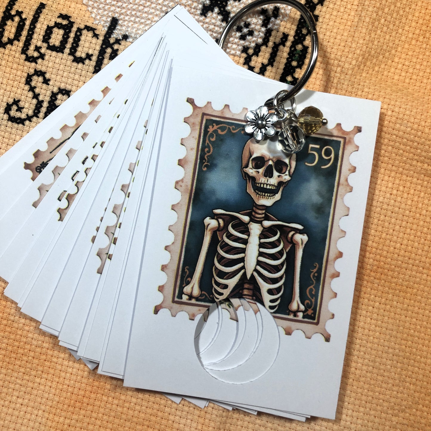 Halloween themed handmade floss drops for cross stitch.