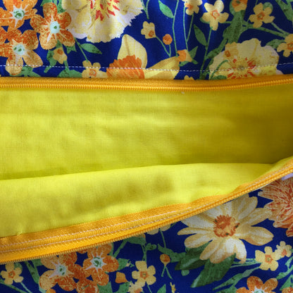 Daffodil themed project bag for cross stitch.