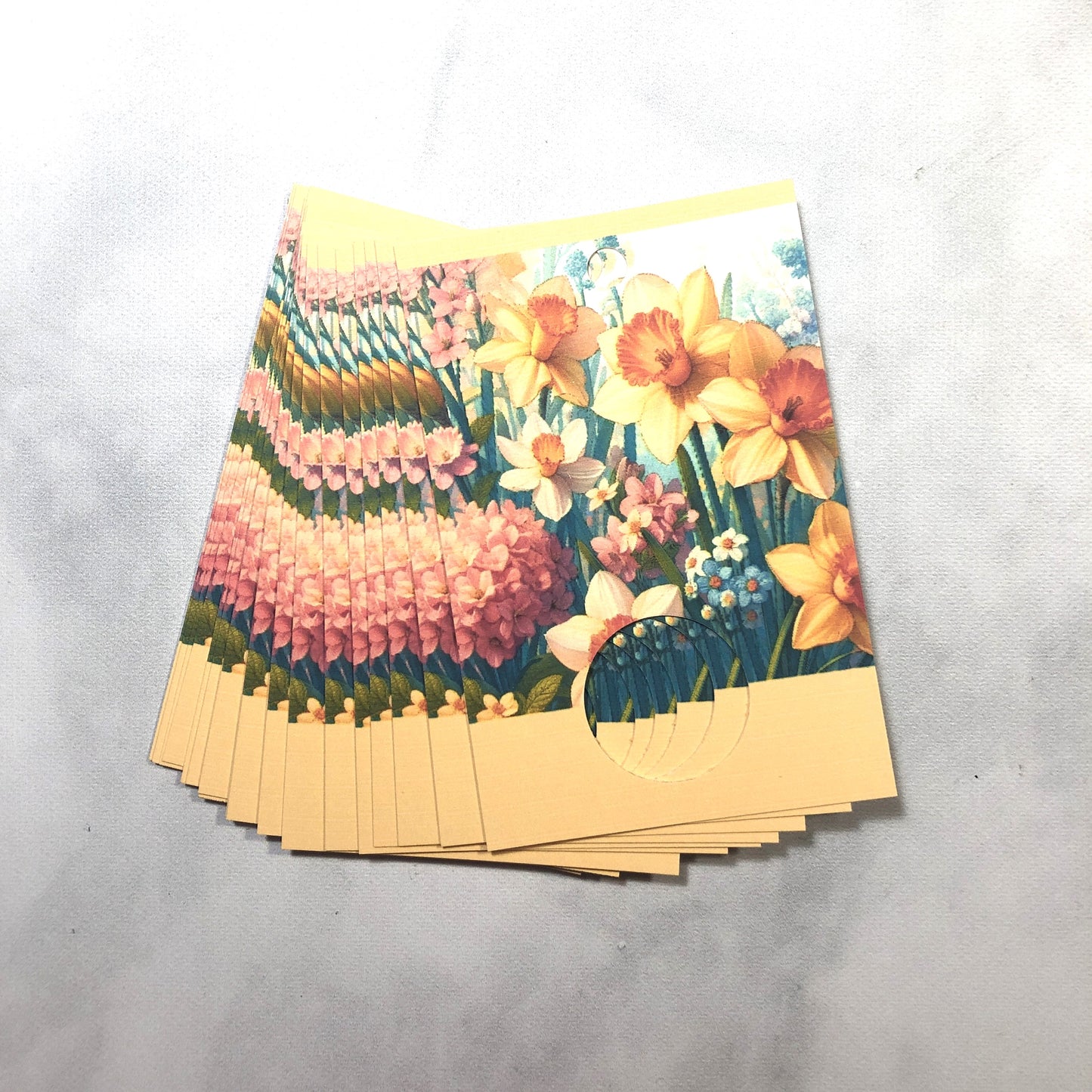 Daffodil themed handmade floss drops for cross stitch.