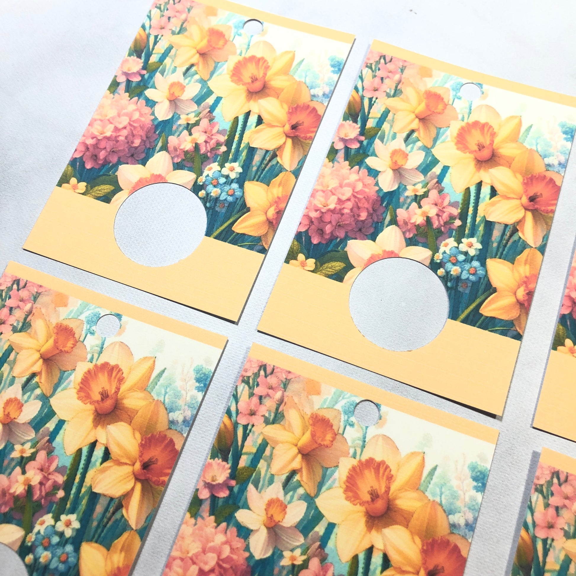 Daffodil themed handmade floss drops for cross stitch.