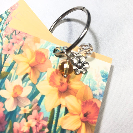 Daffodil themed handmade floss drops for cross stitch.