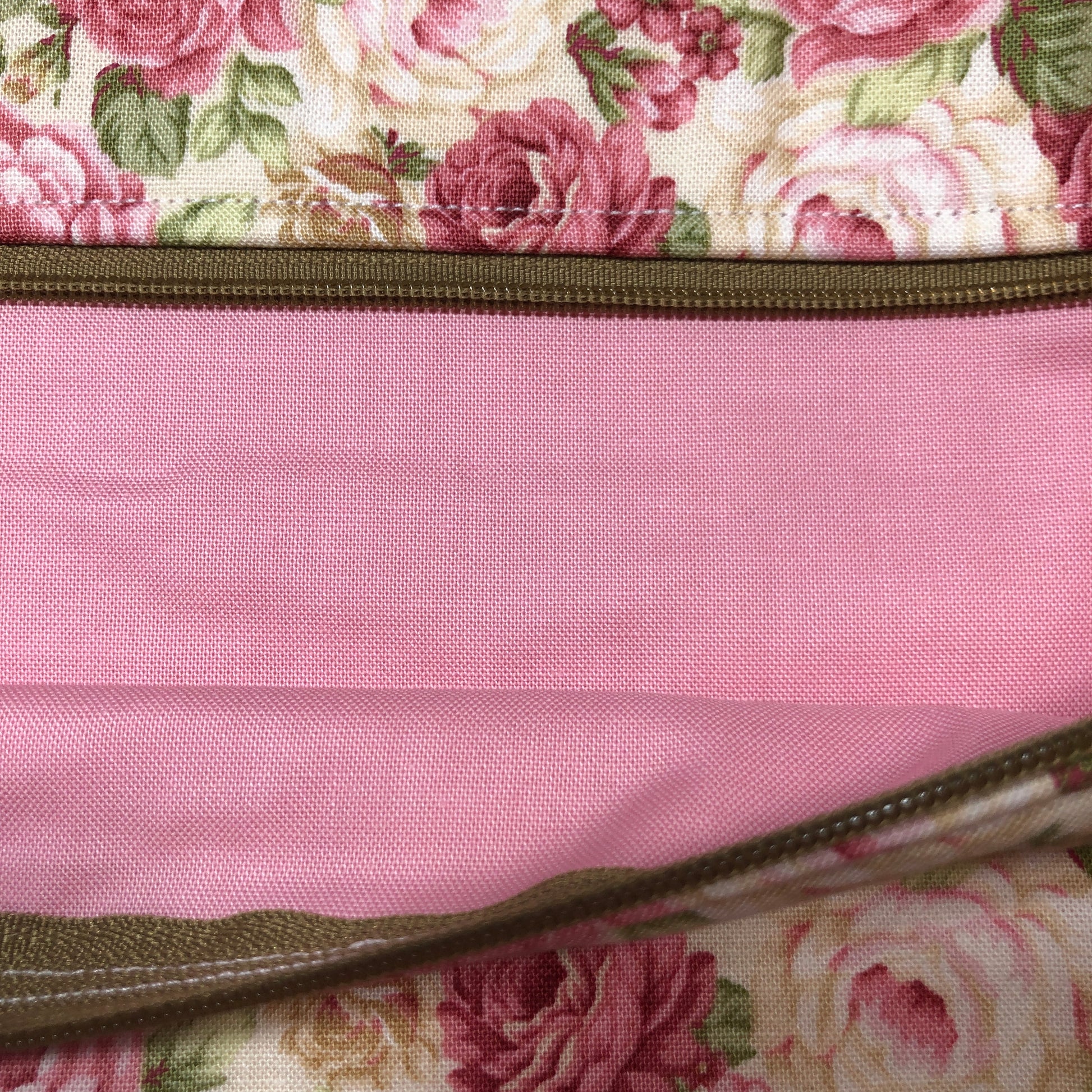 Pink floral cross stitch project bag