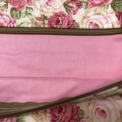 Pink floral cross stitch project bag