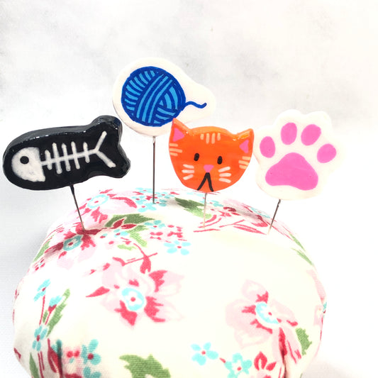 Cat Handmade Clay Decorative Pin Set