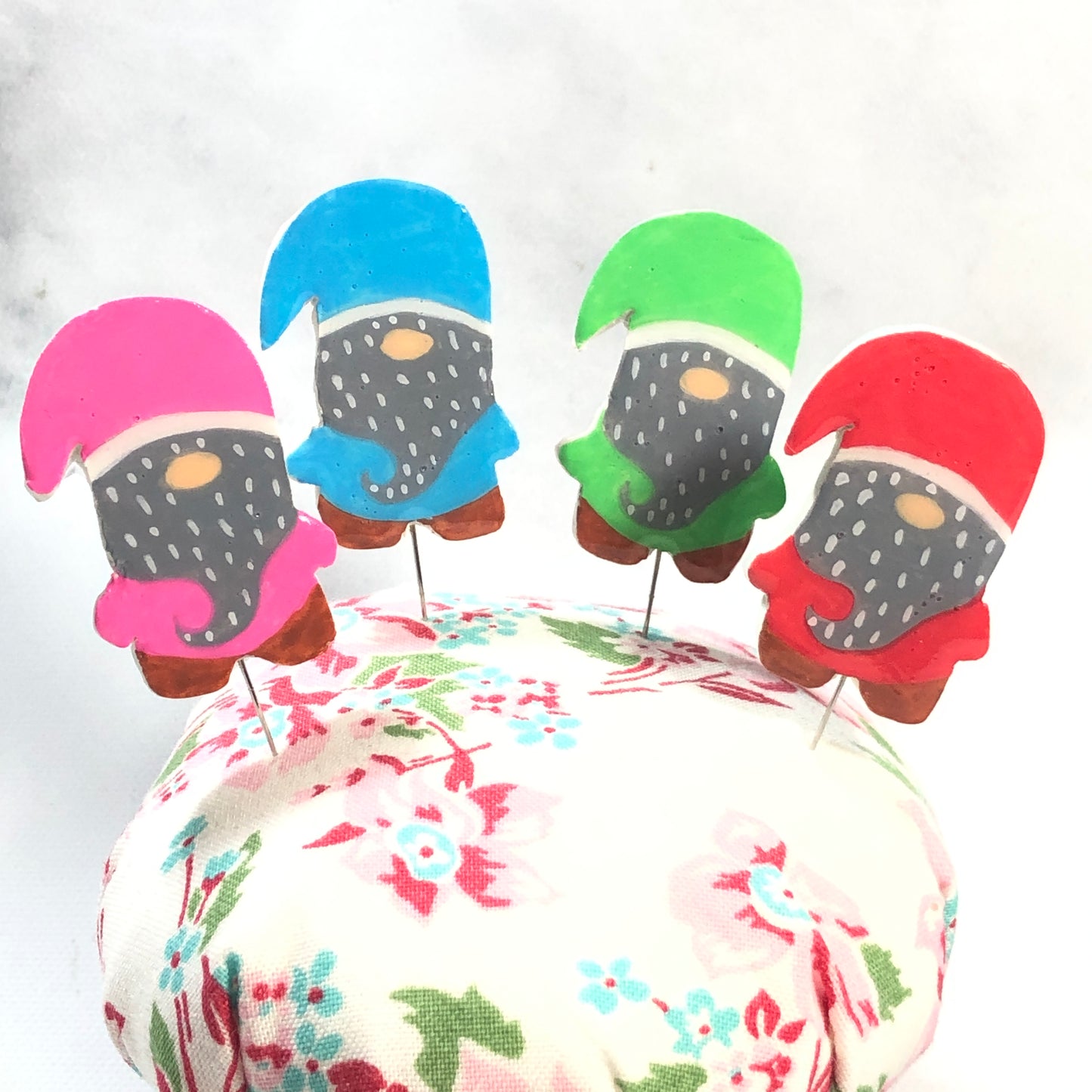 Gnomes Handmade Clay Decorative Pin Set