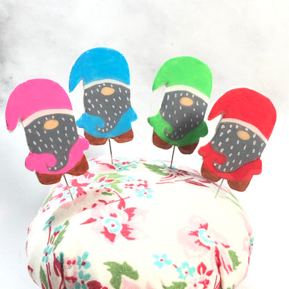 Gnomes Handmade Clay Decorative Pin Set