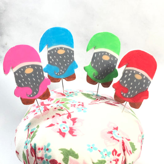 Gnomes Handmade Clay Decorative Pin Set