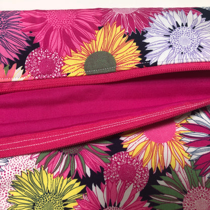 Pink Flowers Project Bag for Cross Stitch : Handmade Cotton Craft Organizer