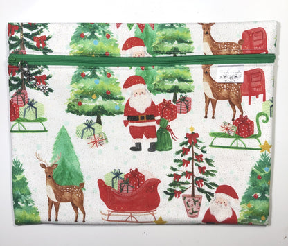 Sparkly Santa Themed Project Bag for Cross Stitch and other crafts - Various Sizes
