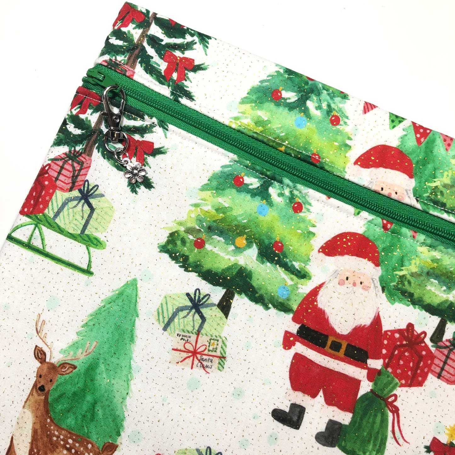 Sparkly Santa Themed Project Bag for Cross Stitch and other crafts - Various Sizes