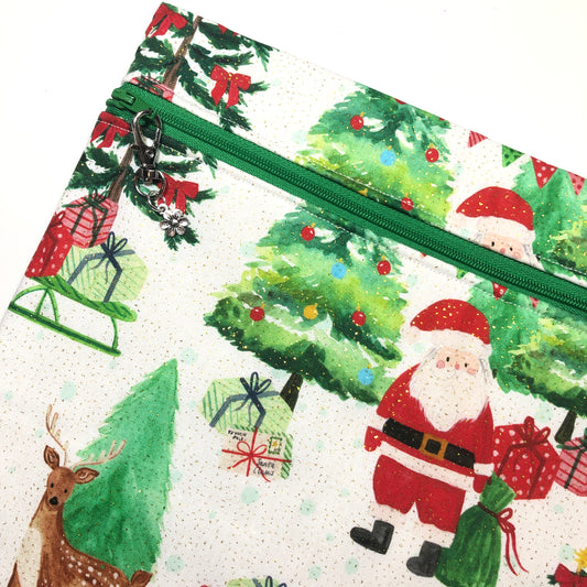 Sparkly Santa Themed Project Bag for Cross Stitch and other crafts - Various Sizes
