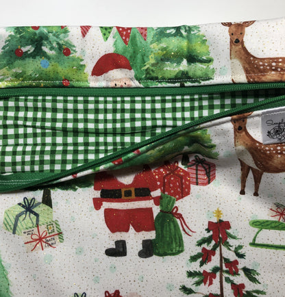 Sparkly Santa Themed Project Bag for Cross Stitch and other crafts - Various Sizes