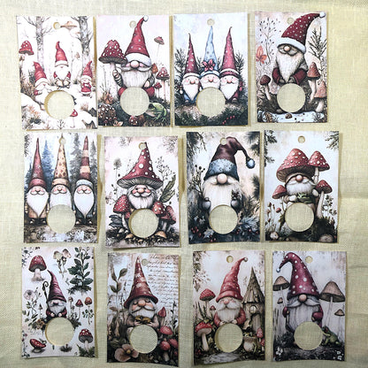 Christmas gnomes themed floss drops for cross stitch thread organisation.
