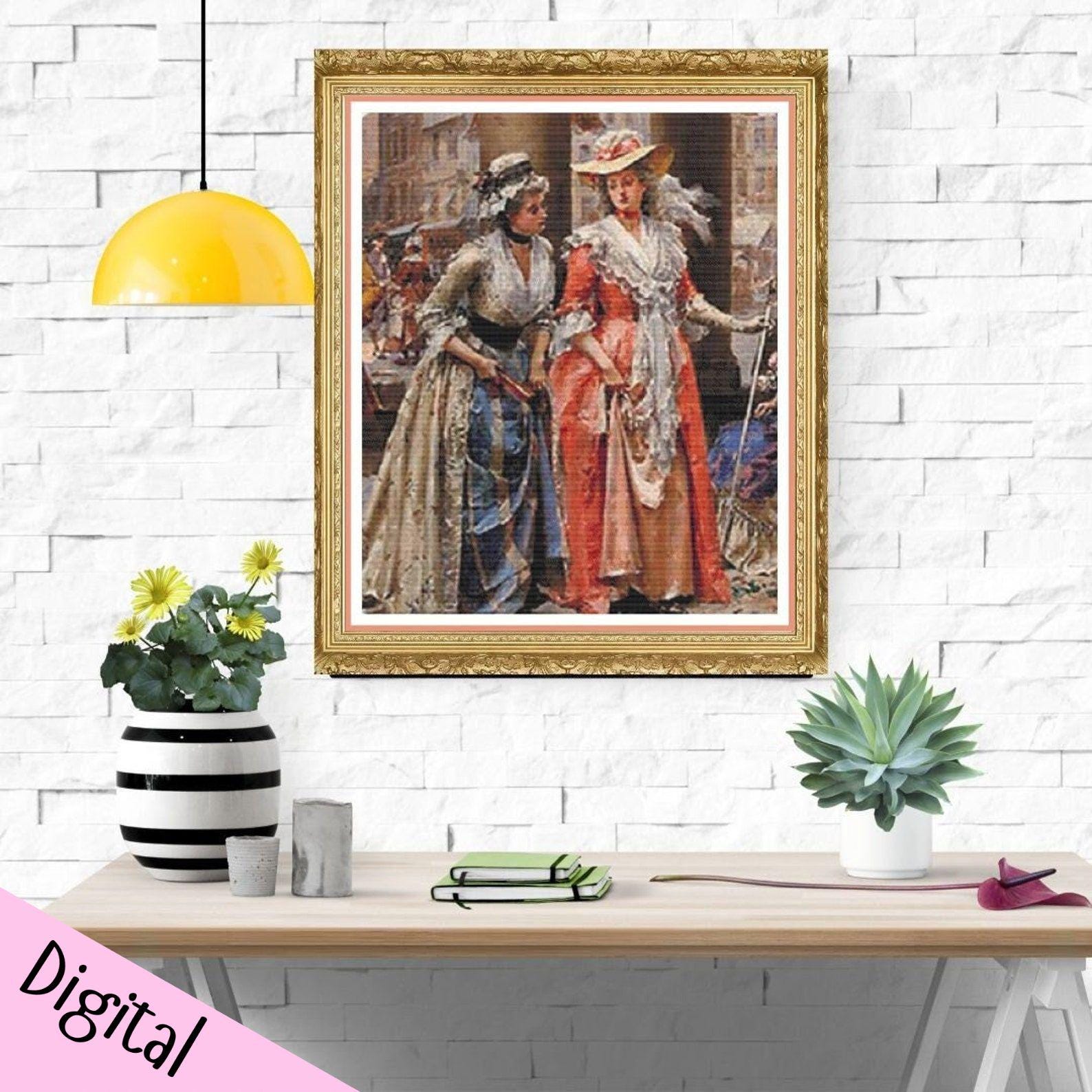 Vintage  street themed cross stitch