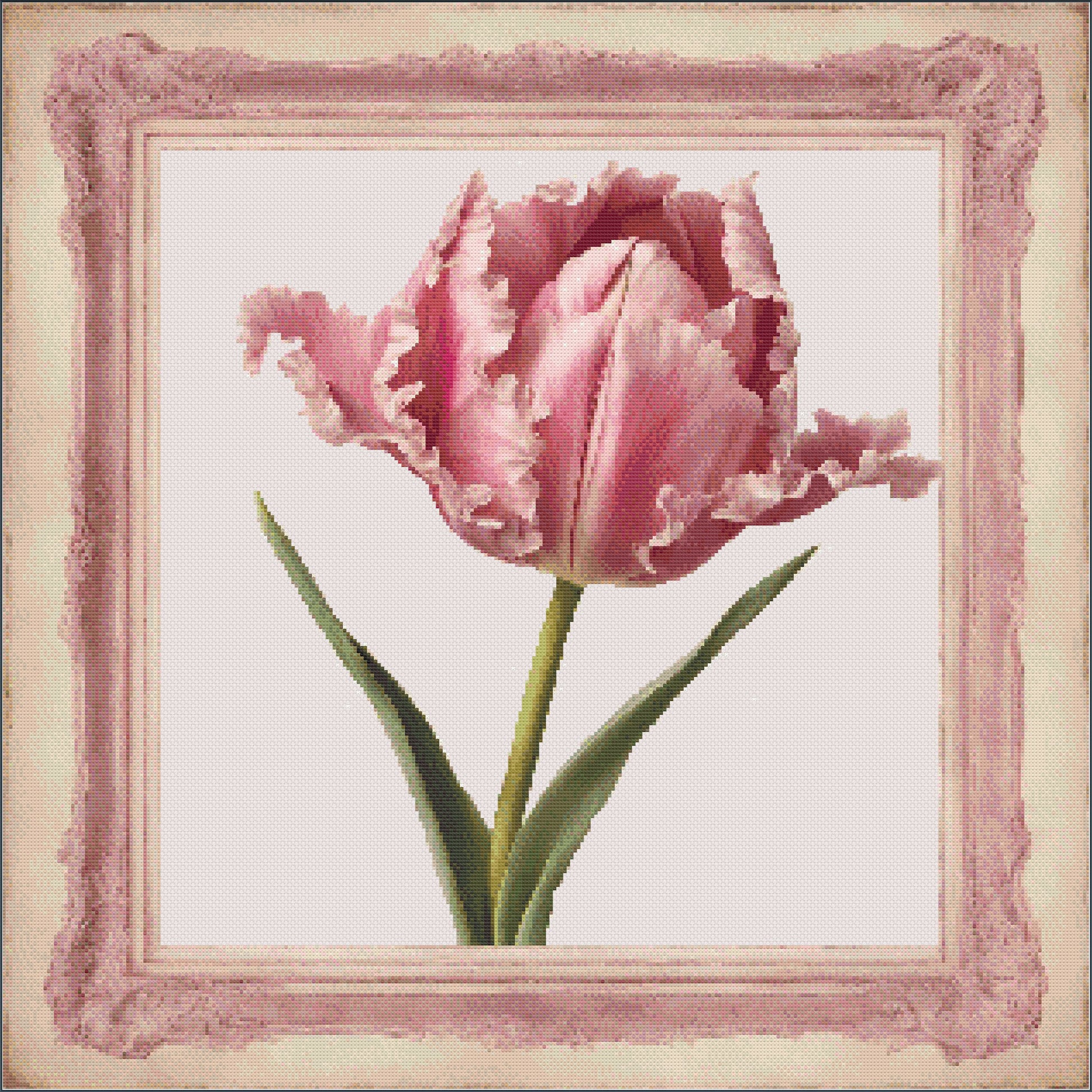 Tulip themed cross stitch pattern