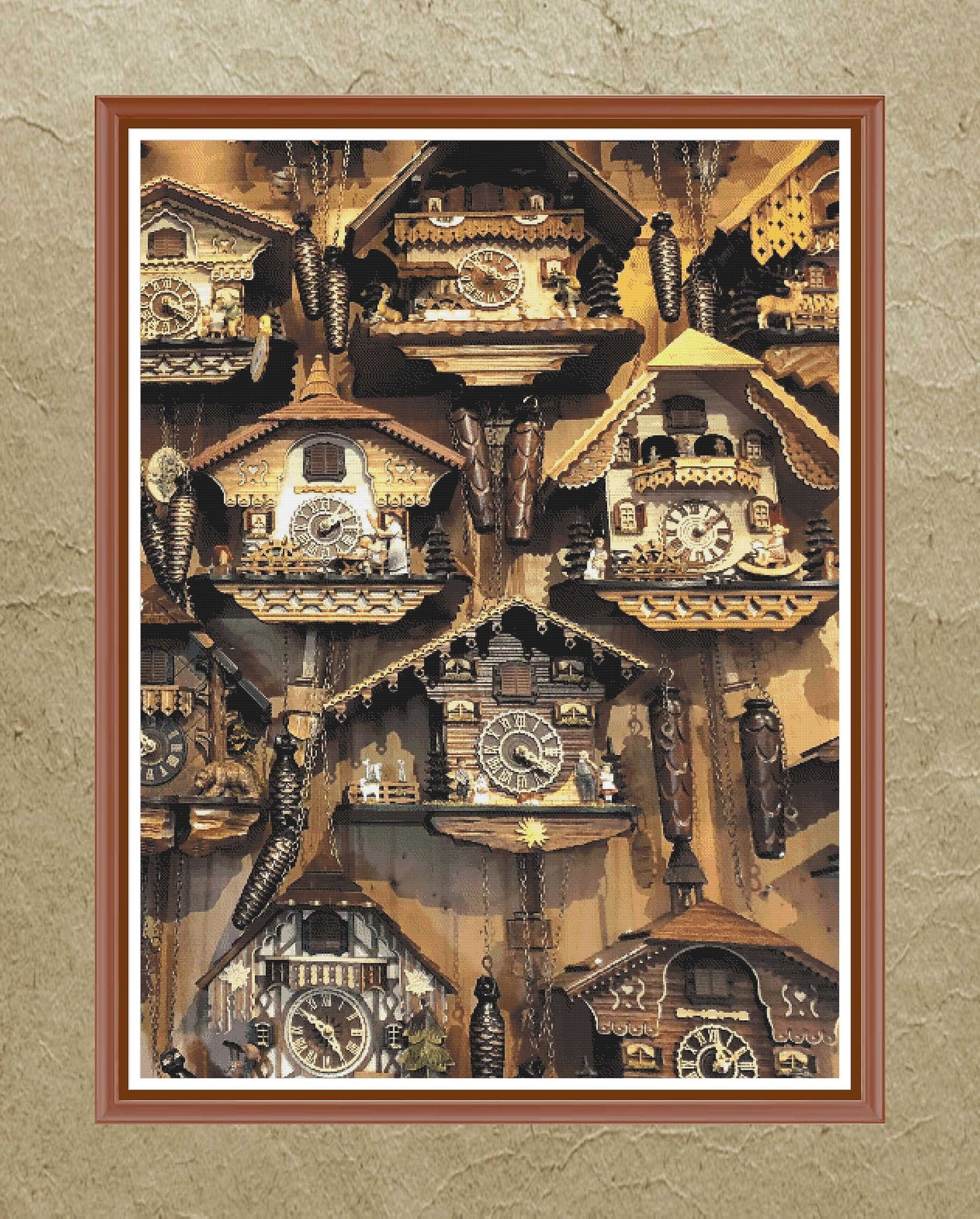 Cuckoo clock cross stitch pattern