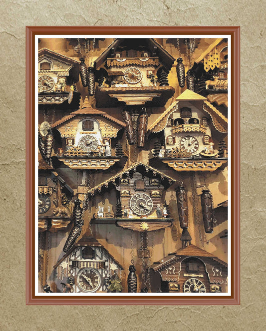 Cuckoo clock cross stitch pattern