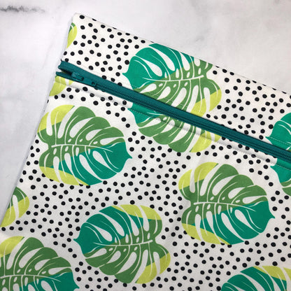 Leaf themed cross stitch project bag