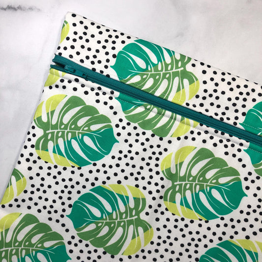 Leaf themed cross stitch project bag