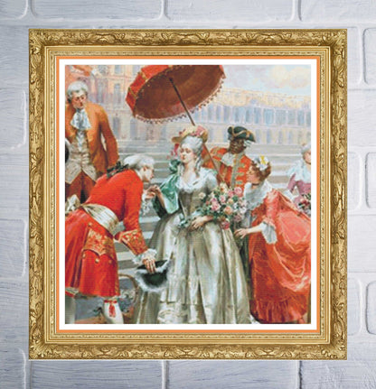 Vintage aristocrat street themed cross stitch