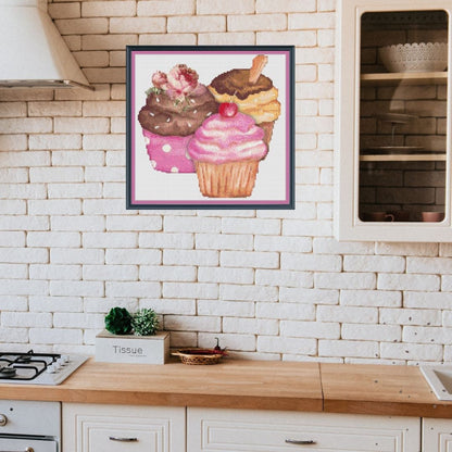 Cupcakes cross stitch pattern