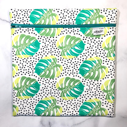 Leaf themed cross stitch project bag