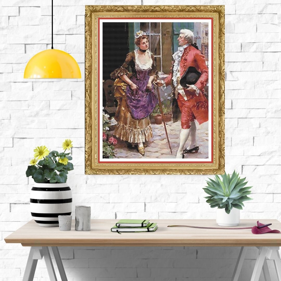 Vintage street themed cross stitch