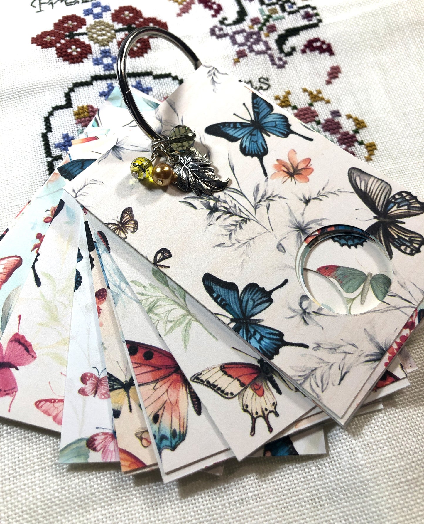 
Butterfly  floss drops for cross stitch thread organisation.