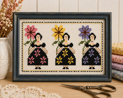 Flower Girls PDF Cross Stitch Chart