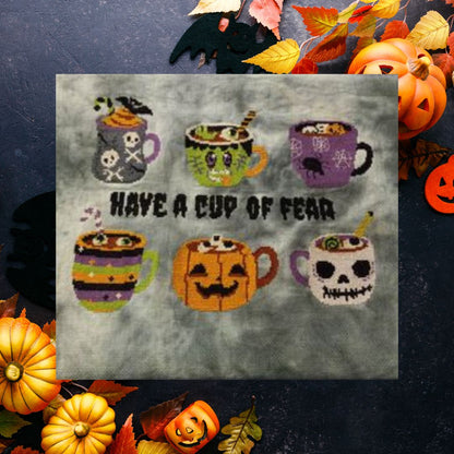 Halloween-themed mug set cross stitch.