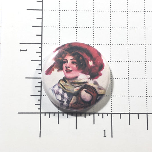 Vintage Winter Lady Needle Minder/Thread Holder/ Parking Aid