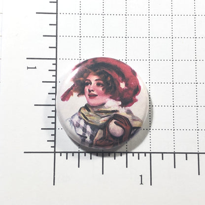 Vintage Winter Lady Needle Minder/Thread Holder/ Parking Aid