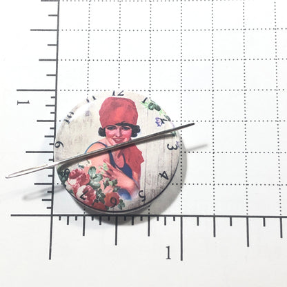 Vintage Lady Needle Minder/Thread Holder/ Parking Aid