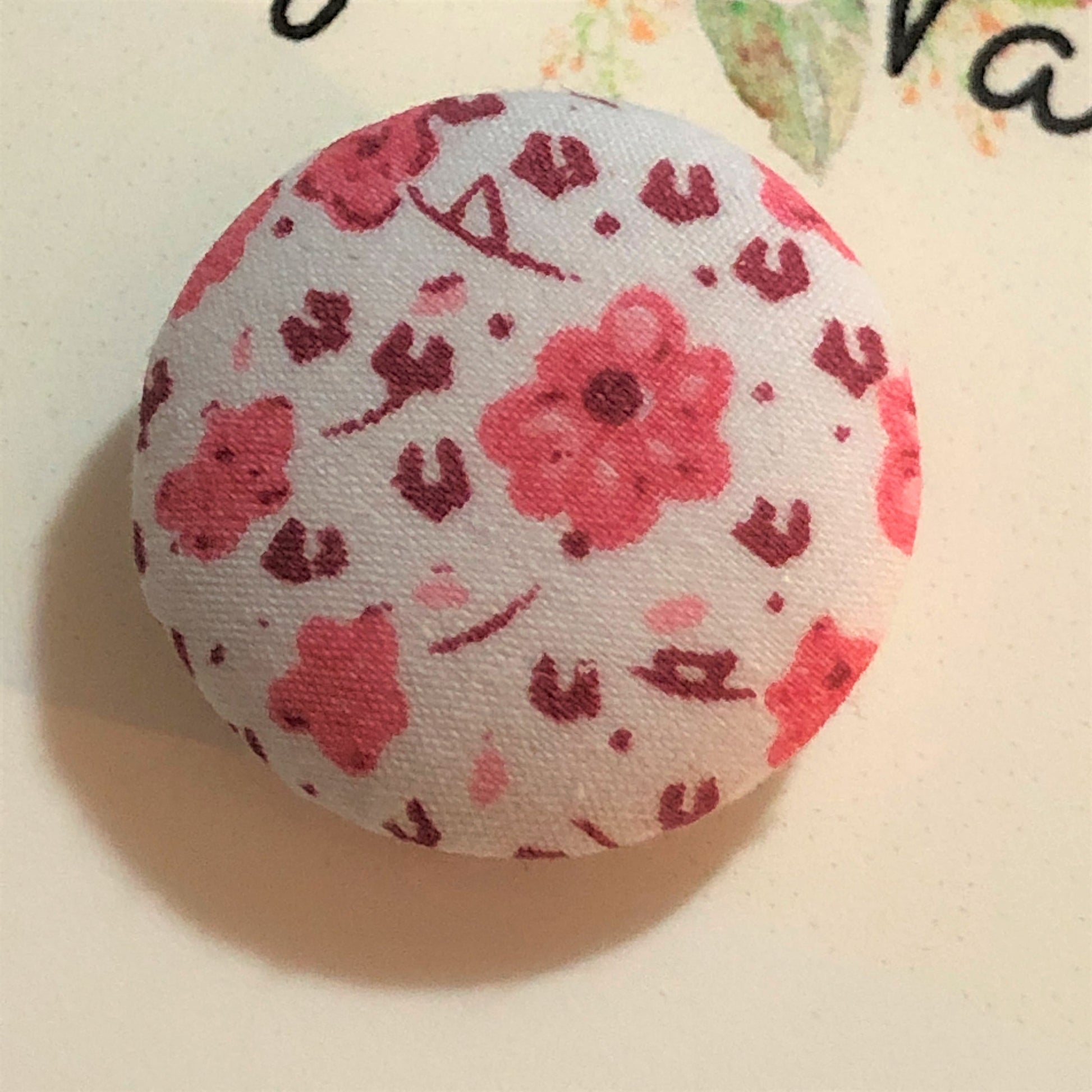 Floral Fabric Button Style Needle Minder/Thread Holder/ Parking Aid