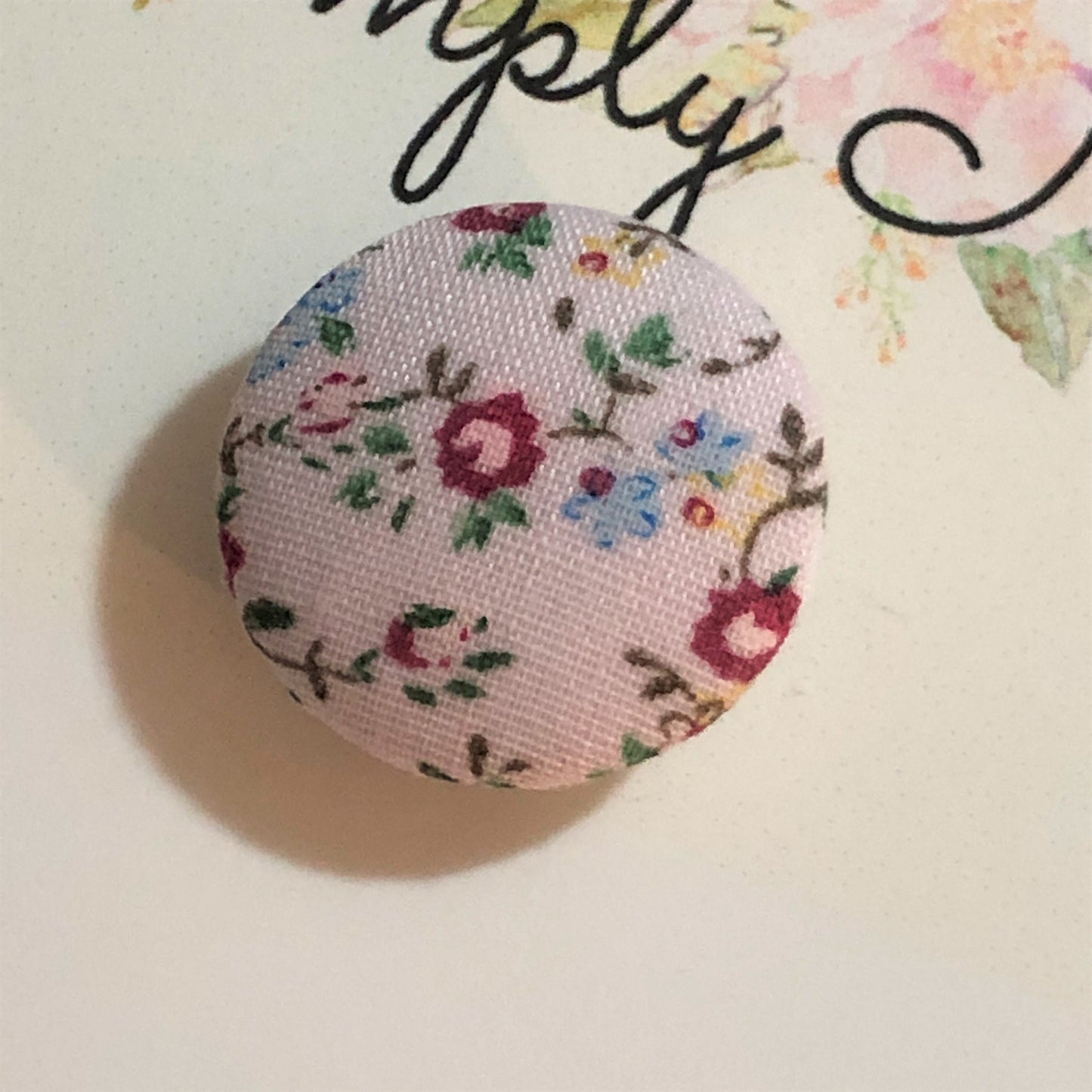 Floral Fabric Button Style Needle Minder/Thread Holder/ Parking Aid