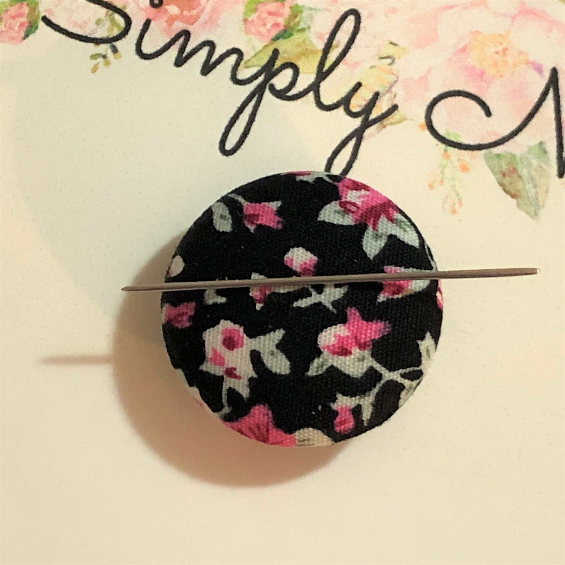 Floral Fabric Button Style Needle Minder/Thread Holder/ Parking Aid