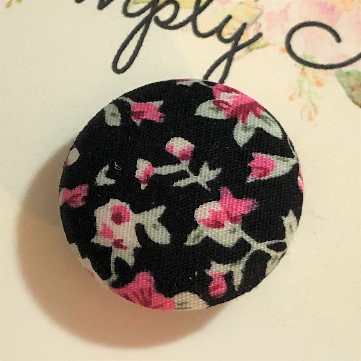 Floral Fabric Button Style Needle Minder/Thread Holder/ Parking Aid