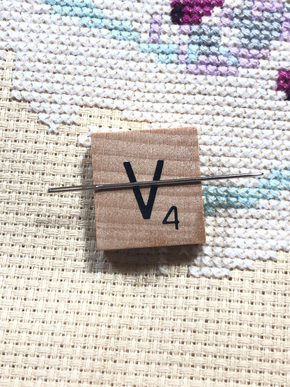 Needle Minder - Initial Scrabble Tile/Thread Holder/ Parking Aid