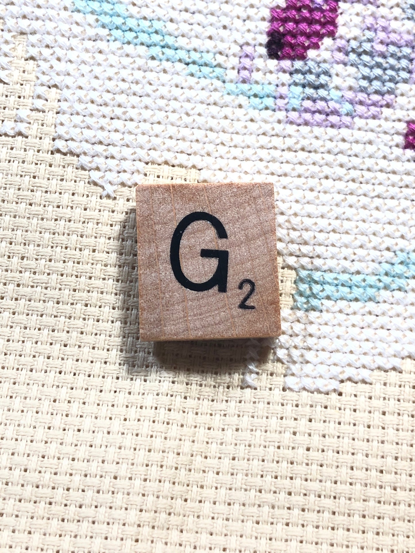 Needle Minder - Initial Scrabble Tile/Thread Holder/ Parking Aid