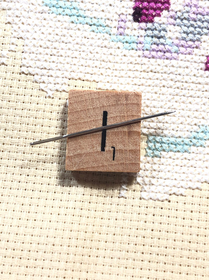 Needle Minder - Initial Scrabble Tile/Thread Holder/ Parking Aid
