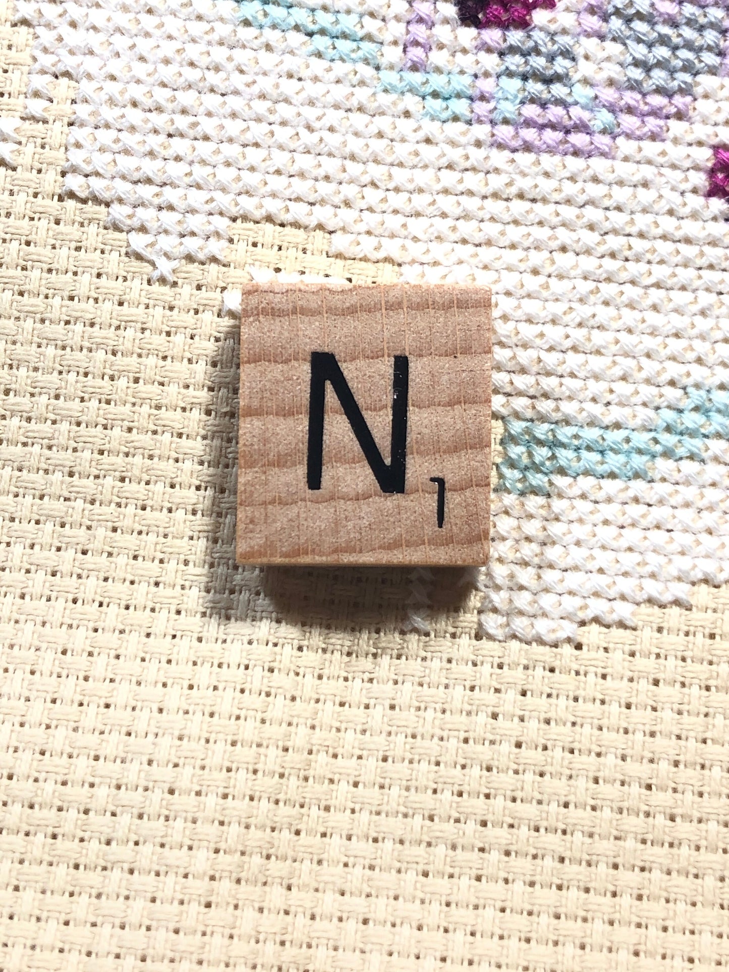 Needle Minder - Initial Scrabble Tile/Thread Holder/ Parking Aid