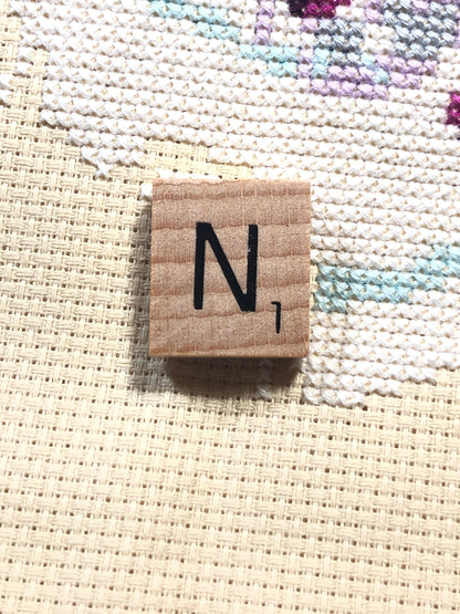 Needle Minder - Initial Scrabble Tile/Thread Holder/ Parking Aid