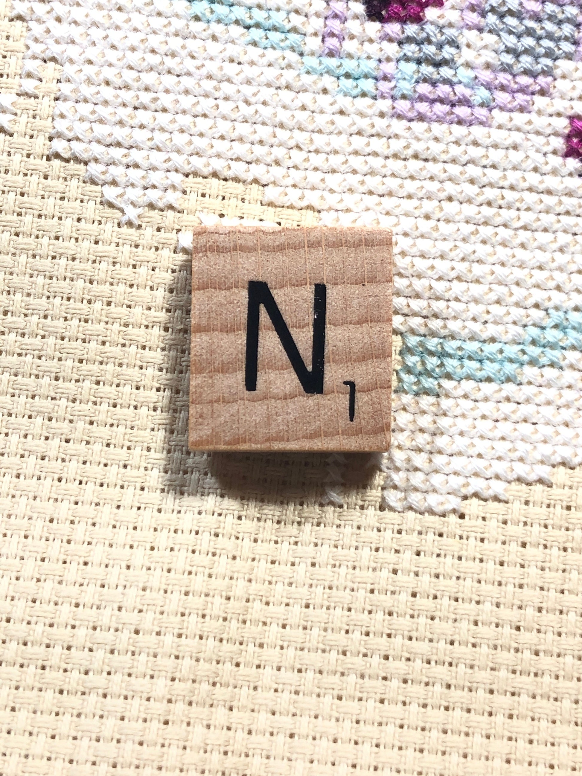 Needle Minder - Initial Scrabble Tile/Thread Holder/ Parking Aid