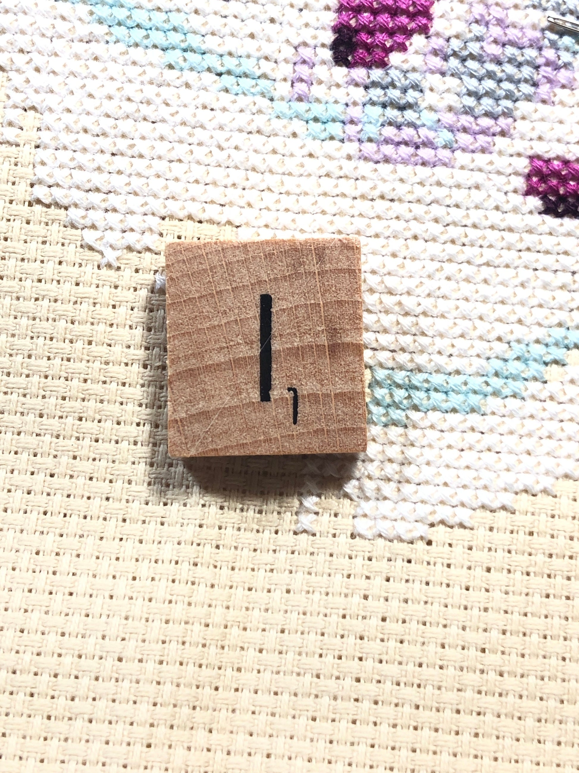 Needle Minder - Initial Scrabble Tile/Thread Holder/ Parking Aid