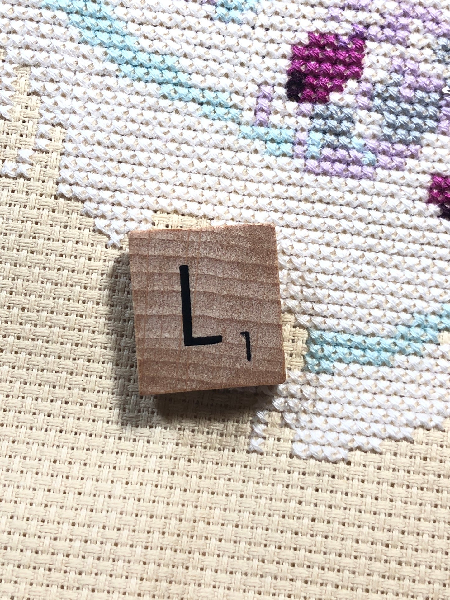 Needle Minder - Initial Scrabble Tile/Thread Holder/ Parking Aid
