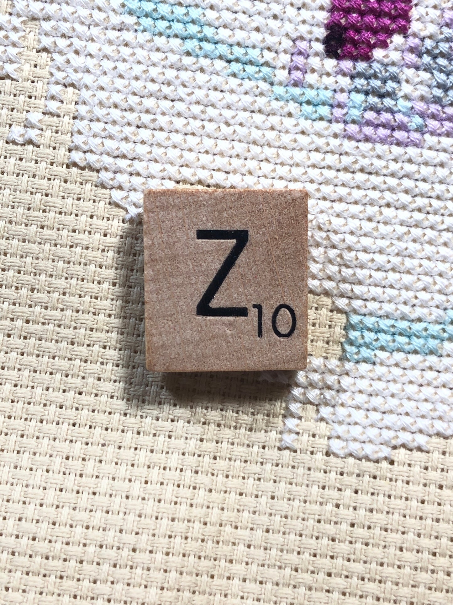 Needle Minder - Initial Scrabble Tile/Thread Holder/ Parking Aid