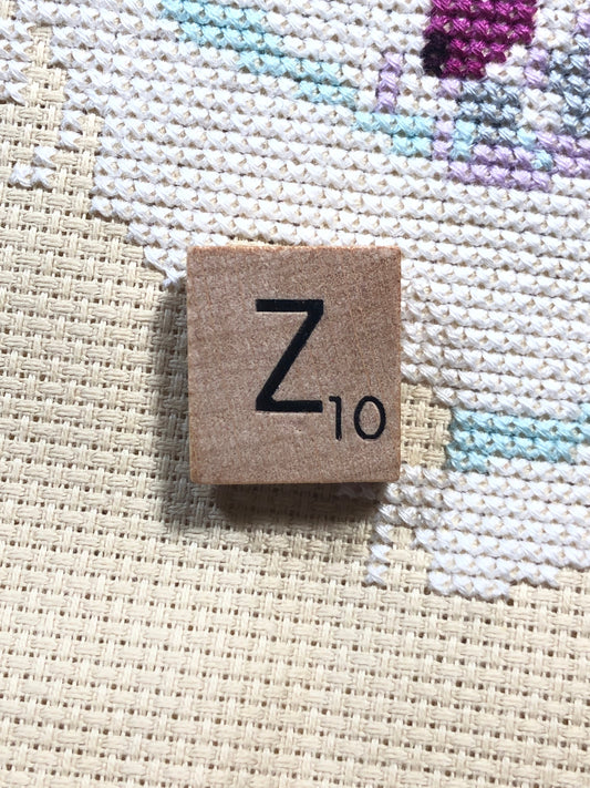 Needle Minder - Initial Scrabble Tile/Thread Holder/ Parking Aid