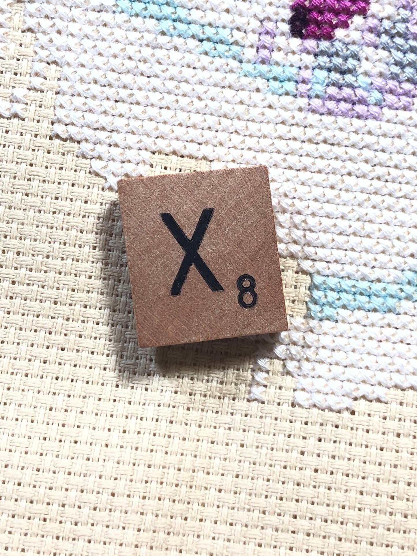 Needle Minder - Initial Scrabble Tile/Thread Holder/ Parking Aid